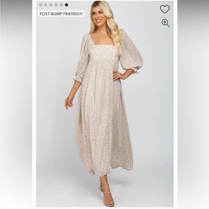 Love story maxi cream dress floral dress size m.